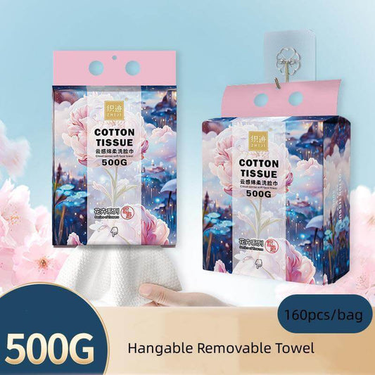 Fothere 160-180pcs Disposable Face Towel Biodegradable Hangable Makeup Remover Towel (7.9''*7.9'') Facial Tissues