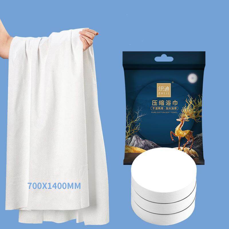 Fothere 2-5pcs Disposable Bath Towel Biodegradable Oriental Trend Series 70*100cm(27.56"*39.38") Travel Towe 70*140cm(27.56"*55.12") Reusable Disposable Compressed Bath Towel for Travel
