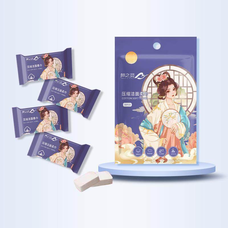 Fothere18-40pcs Disposable Face Towel 100% Pure Cotton Travel Towel Oriental Trend Series 24*30cm(9.45"*11.82") Disposable Compressed Towel Tablets
