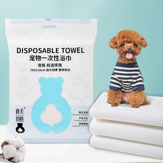 Fothere 2-10pcs Disposable Towels 60*70cm(23.63"*27.56") Dog Bath Wipes for Dogs  Plant Fiber Pet Towels