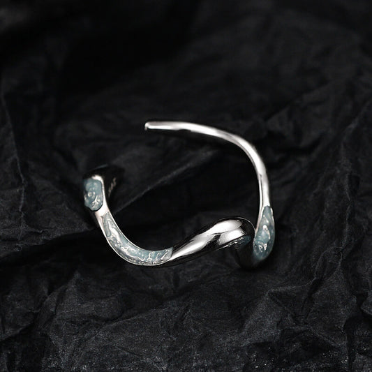 Fothere Girls Fashion Accessories S925 Ice and Blue Ring Exotic Snake Ring Sterling Silver Jewelry Ring