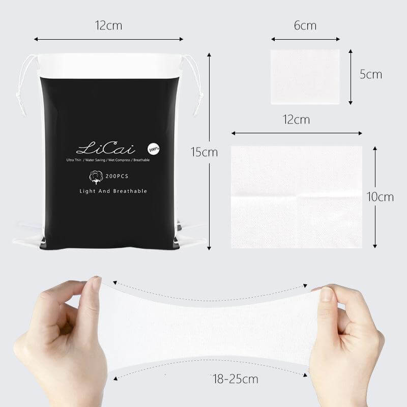Fothere 200-600pcs Hydrate Makeup Wipes Stretchable Nourished Face Wipes 10*12cm(3.94"*4.73") Fragrance-free non-woven moisturizing wipes