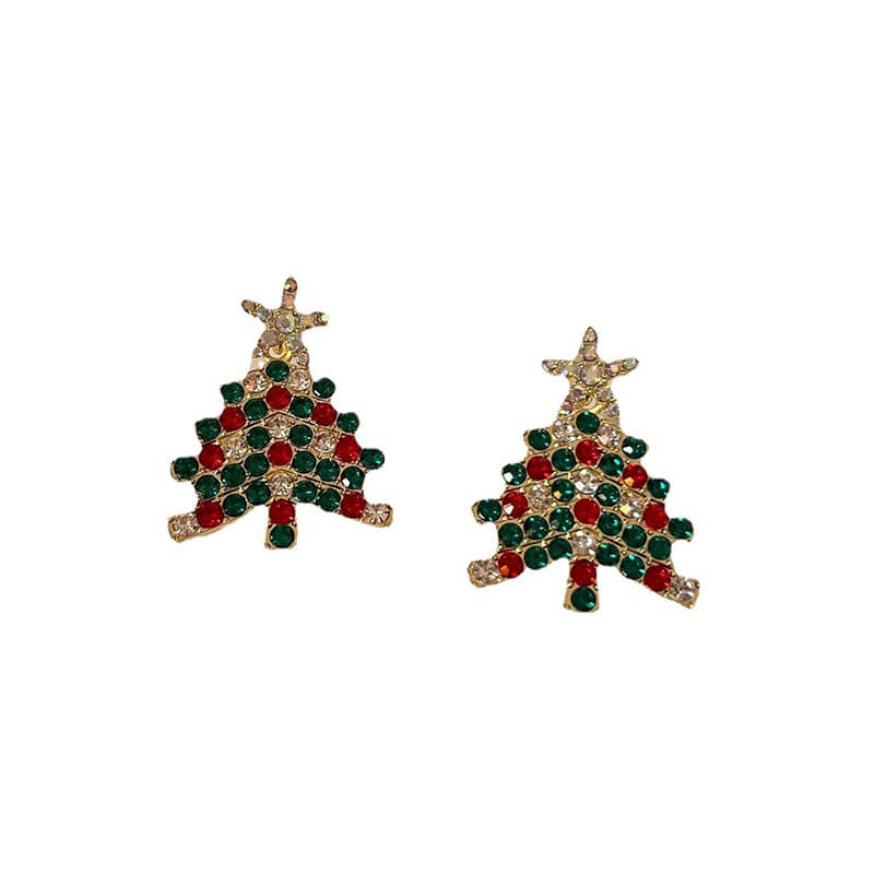 Fothere Girls Fashion Christmas tree Tassel stud earring hollowed-out long Christmas accessory Star earrings for women