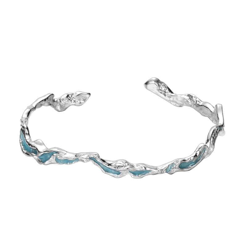 Fothere Girls Fashion S925 Blue Ice Lake Frosted Texture Ring,Bracelet,Necklace Sterling Silver Girls Jewelry Multi-layer Necklace
