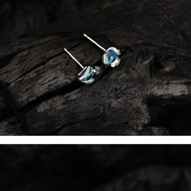 Fothere Girls Fashion S925 Earring Ice Blue Exotic Snake Earrings Sterling Silver Winding Inlaid Crystal Jewelry Earrings for women