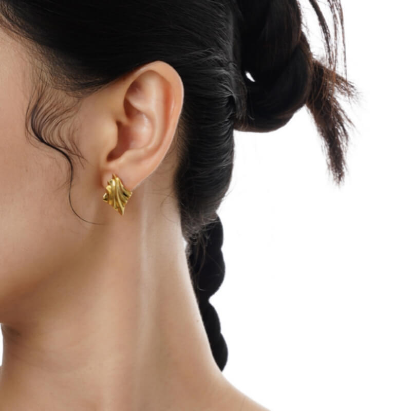 Fothere Girls Fashion Earring S925 Cold Style Simple Earring Sterling Silver Wavy Earrings for Women Irregular Texture Earrings