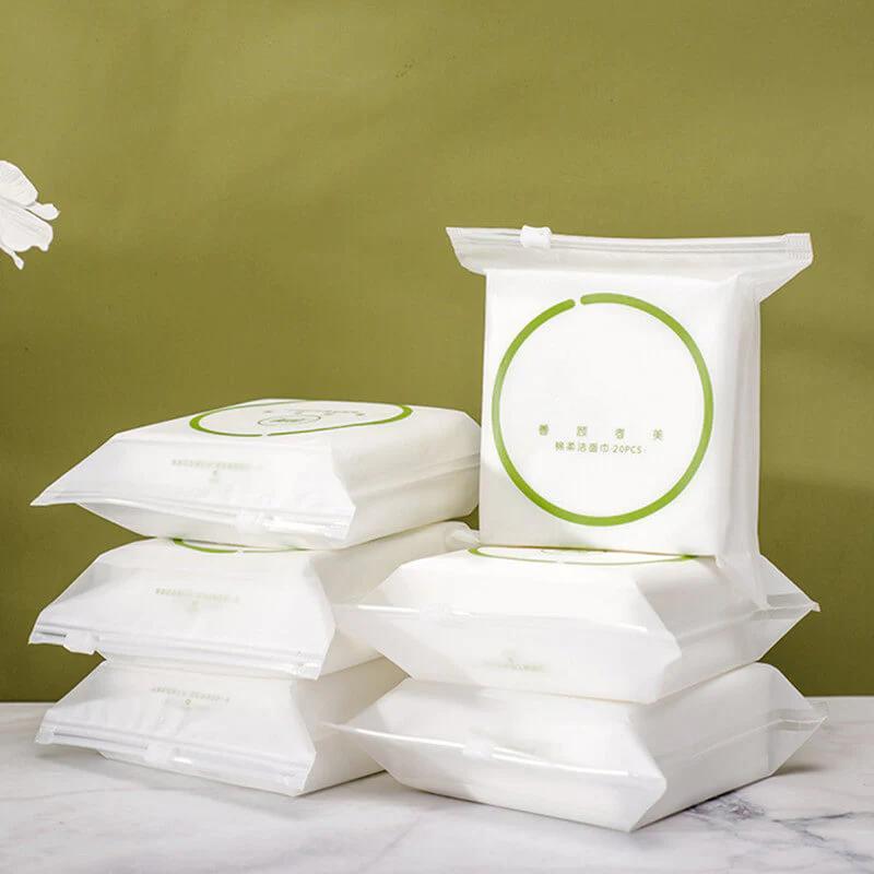 Fothere 20-100pcs Disposable face Towel 100% Pure cotton pads for face 20x20cm(7.9'' *7.9'') Cotton Pads for face care